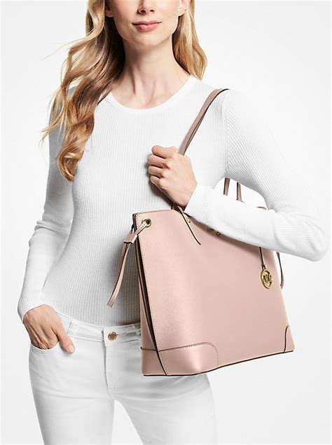 michael kors edith large logo satchel|Edith Large Saffiano Leather Tote Bag .